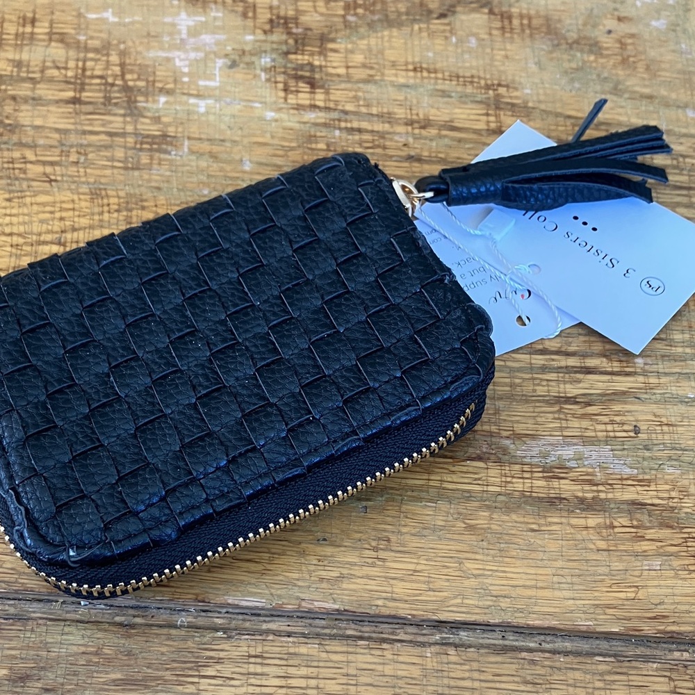 Black Woven Leather Wallet